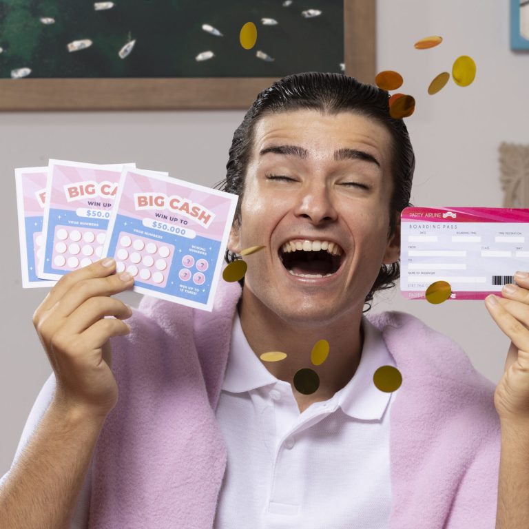 front-view-smiley-man-with-lottery-tickets